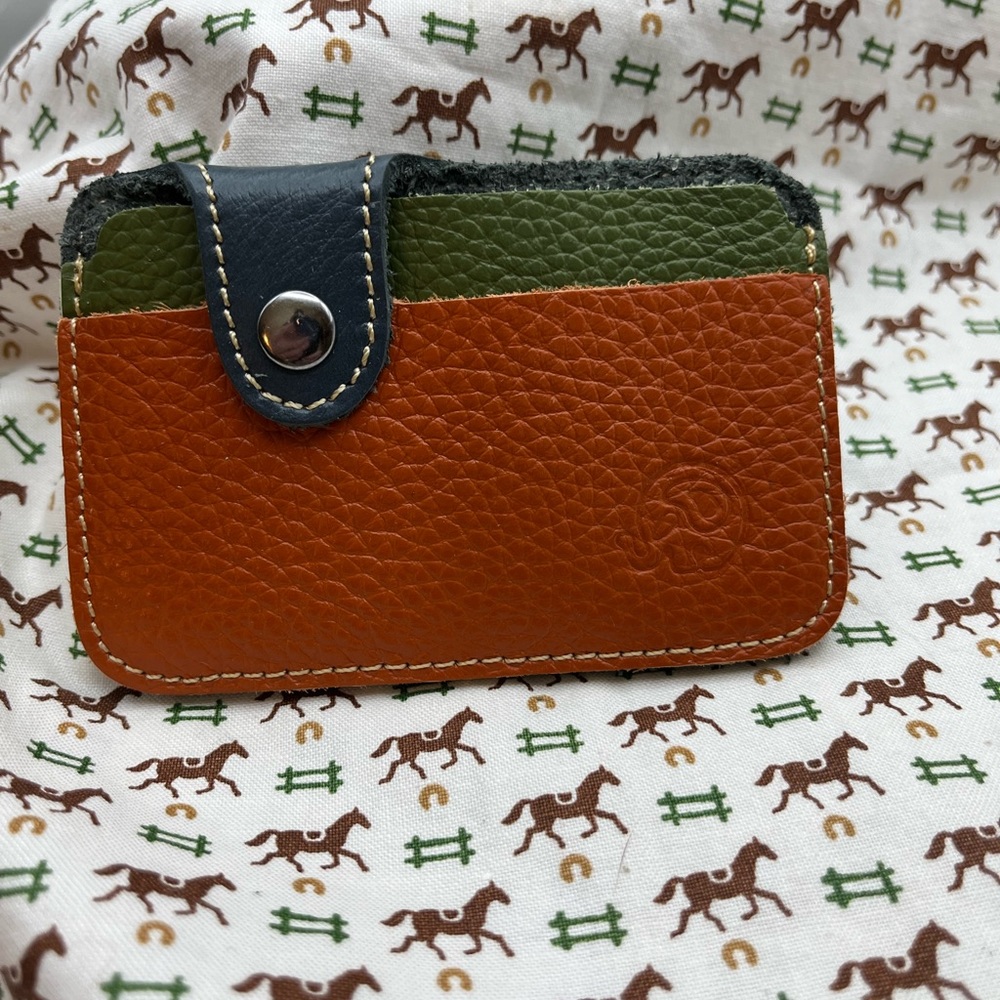 5201-AAT Leather Business Mini Credit Card Holder Green, Blue, Orange New